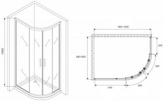 Душевой уголок ABBER Schwarzer Diamant AG01190M 100x90см хром